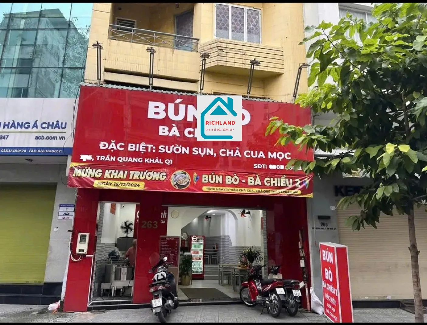 Cho thuê nhà mặt tiền: 263 Trần Quang Khải P.Tân Định Quận 1. Giá 45 triệu