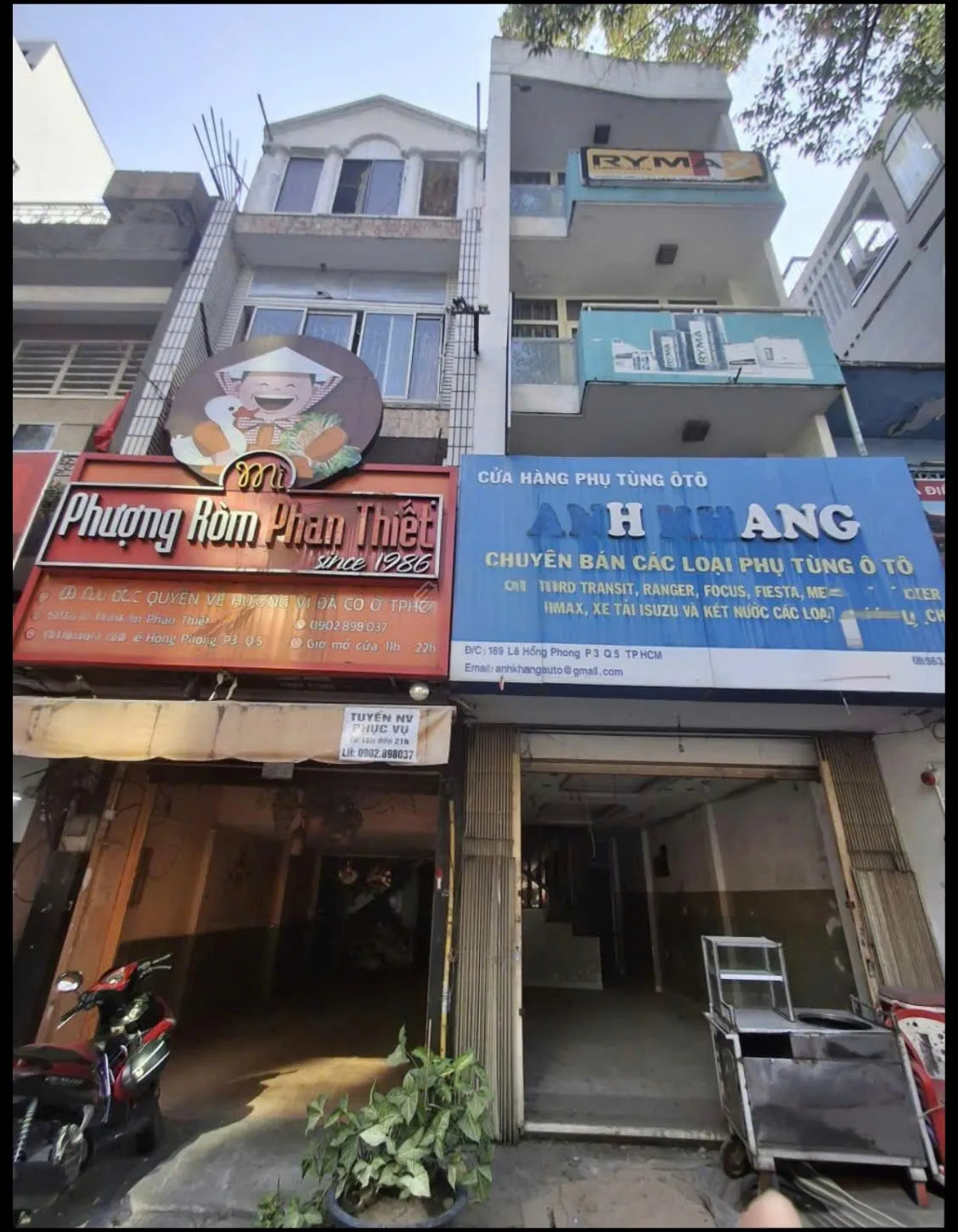 Cho thuê Nhà : 187–189 Lê Hồng Phong, Quận 5. Giá thuê: 75 triệu/tháng