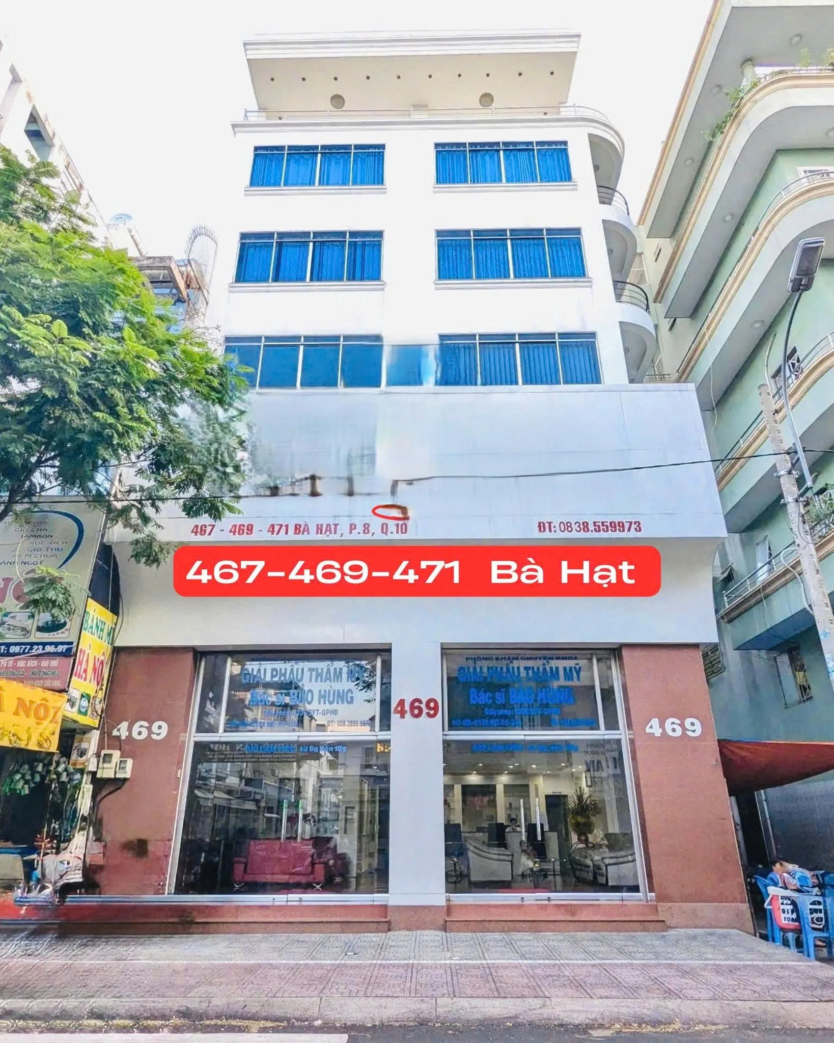 Cho thuê Tòa Nhà mặt tiền : 467–469–471 Bà Hạt, Phường 8, Quận 10. Giá thuê: 150 triệu/tháng